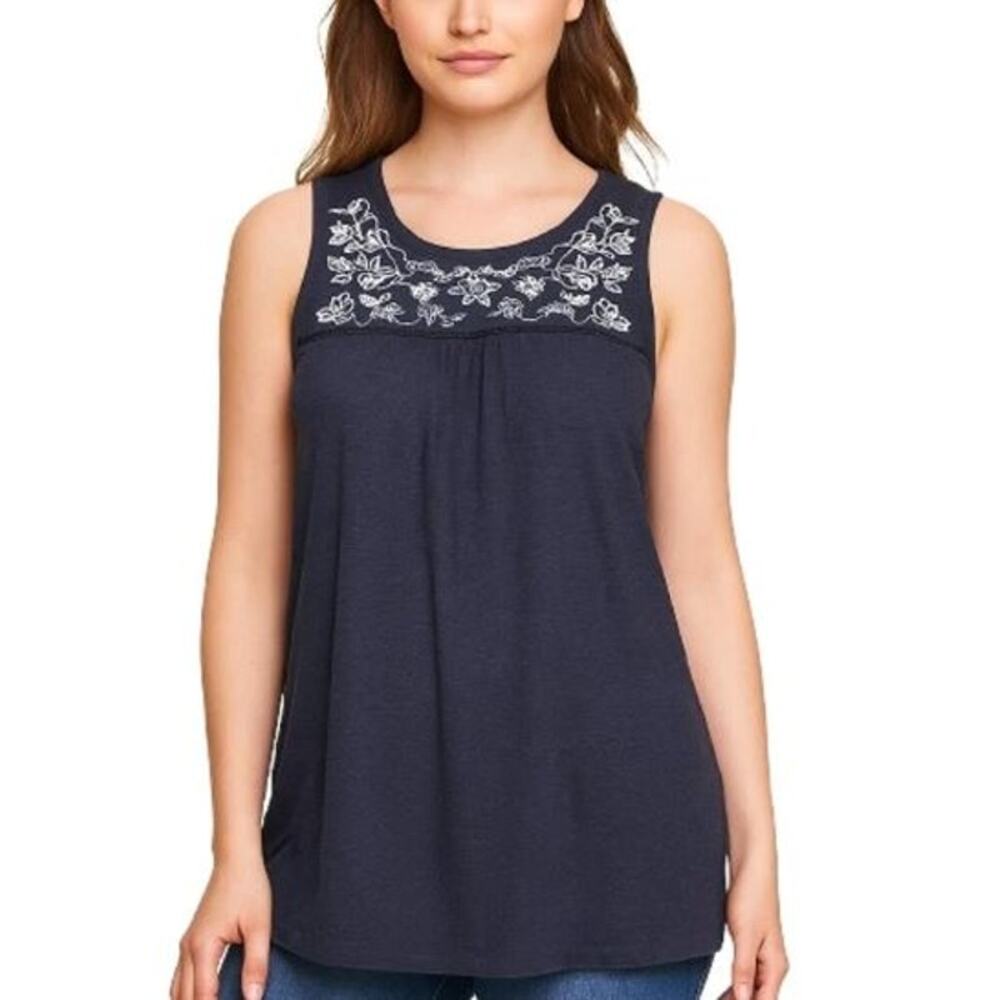Market & Spruce Adelisa Women’s Summer Top Sleeveless Embroidered Blue XS NWT
